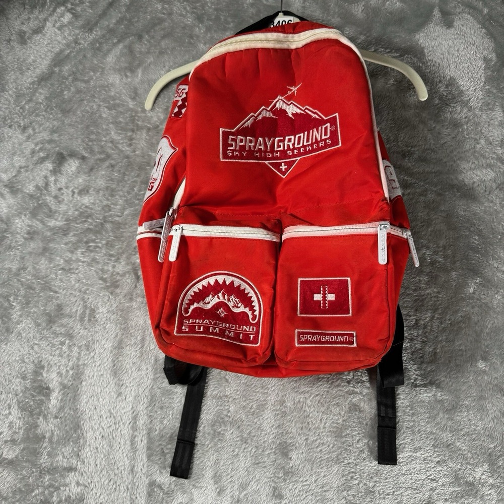 Sprayground Red Backpack Sky High Seekers Summit Graphic Streetwear Travel Bag